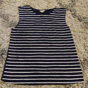 Women's TULLE Brand Sleeveless Blue White Striped Top Blouse Size Small Nautical